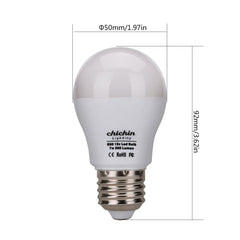 4 Piece Pack Chichinlighting Low Voltage LED Light Bulbs 12v 7w AC/DC – E26/E27 Edison Base A19 Shape – Daylight White 6000k – Off Grid Living Battery Lighting - Energy Saving