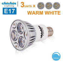 ChiChinLighting 3-Pack E17 Bulb E17 Type Reflector R14 LED Bulb 3x3w Spotlight E17 LED Dimmable 30 Degree Lighting Warm White