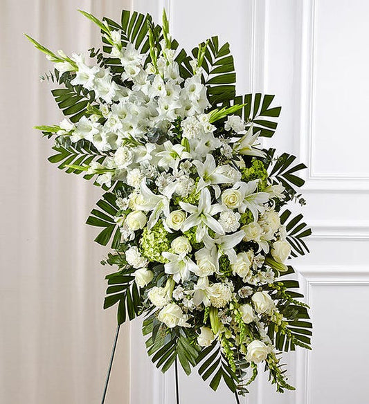 White Roses Lily Standing Spray