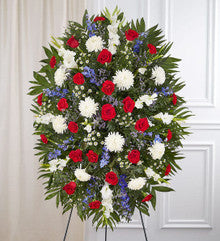 Red White Blue Sympathy Standing Spray