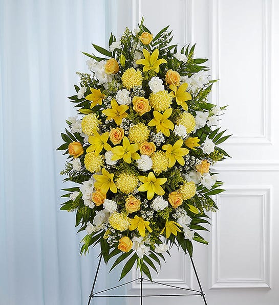 Yellow White Sympathy Standing Spray