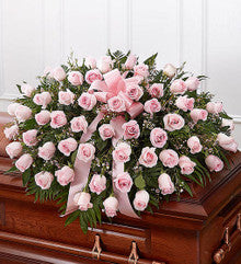 Pink Rose Half Casket Cover