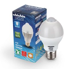 ChiChinLighting LED Motion Sensor Light Bulb 6 Watts Warm White PIR LED Light G60 E26 E27 Base
