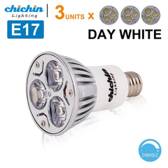 ChiChinLighting 3-Pack E17 Bulb E17 Type R Reflector R14 LED Bulb 3x3w Spotlight E17 LED Dimmable 30 Degree Lighting Cool White